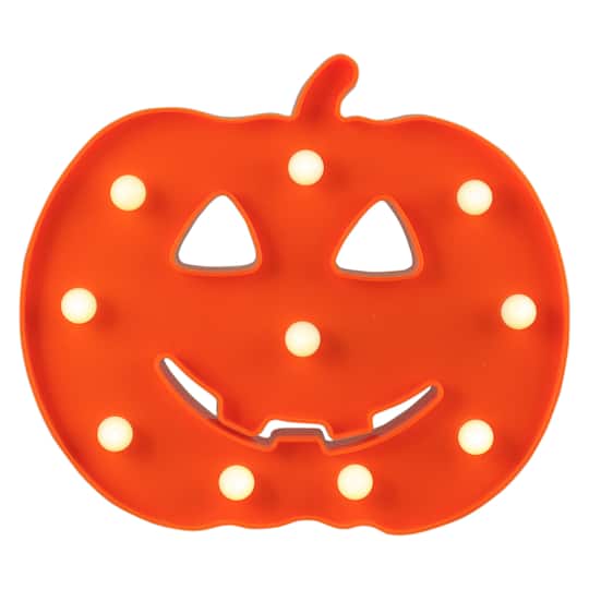 8.5&#x22; Orange Lighted Halloween Jack-o-Lantern Marquee Decoration